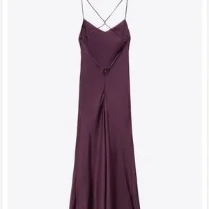 Zara | Dresses | Nwt Zara Slip Dress Satin Maxi Open Back